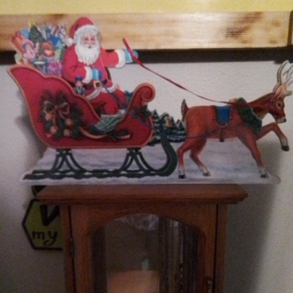 Santa Sleigh and Reindeer Holiday Decoration